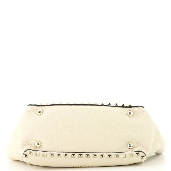Valentino Garavani Rockstud Tote Pebbled Leather Small Neutral - Picture 5 of 7